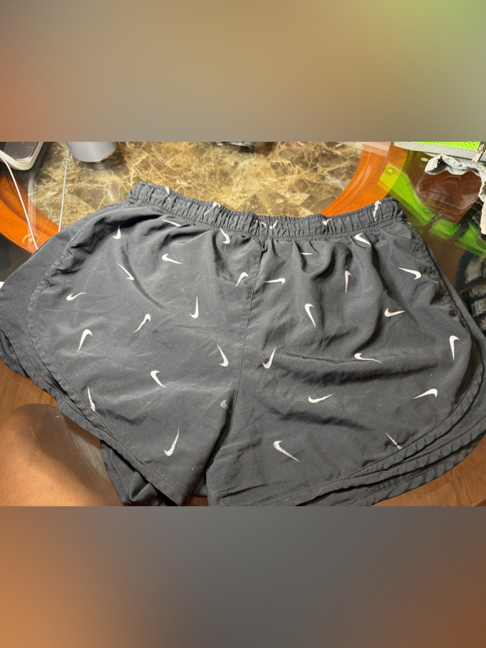 Nike Black Shorts with White Swoosh Motif